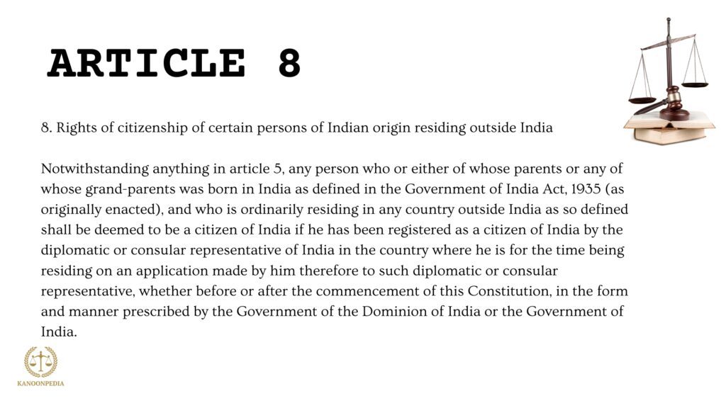 Article 8 of Indian Constitution