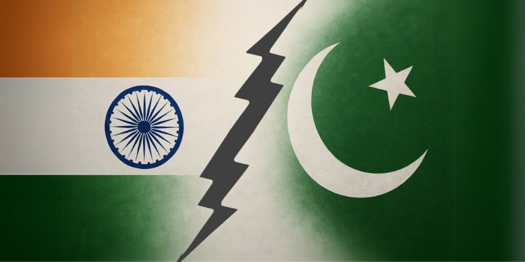 India vs Pakistan flag with Lightning in between