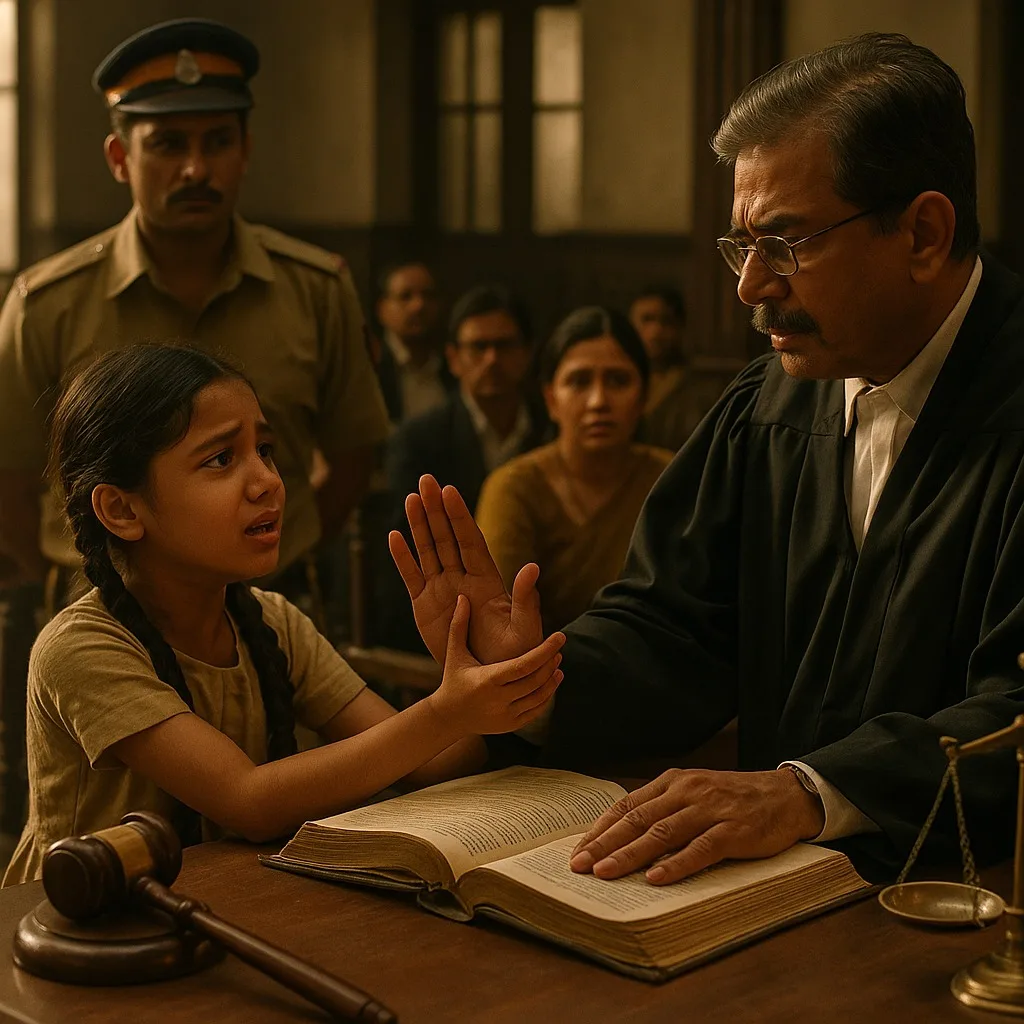 Little girl in court room seeking justice under POSH Act 2012 from Hon'ble judge