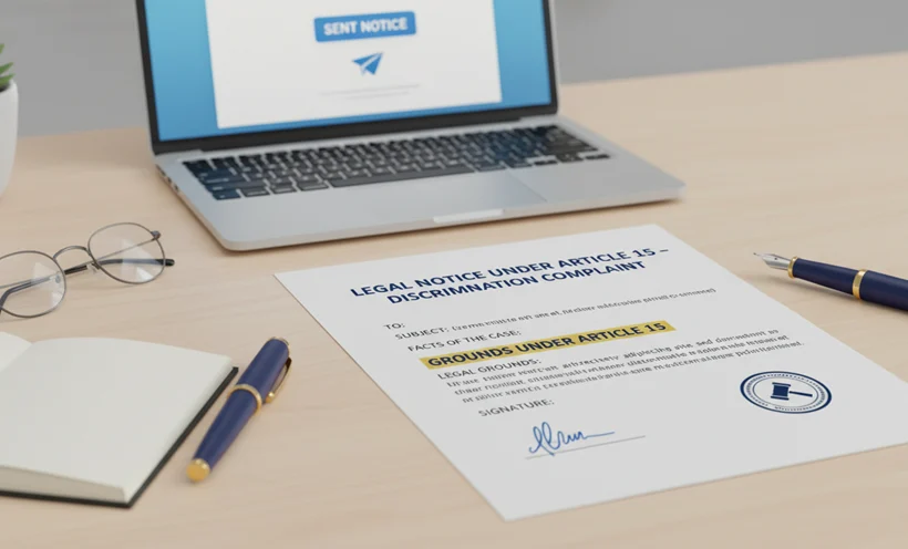 “Visual example of Article 15 legal notice template in action.”