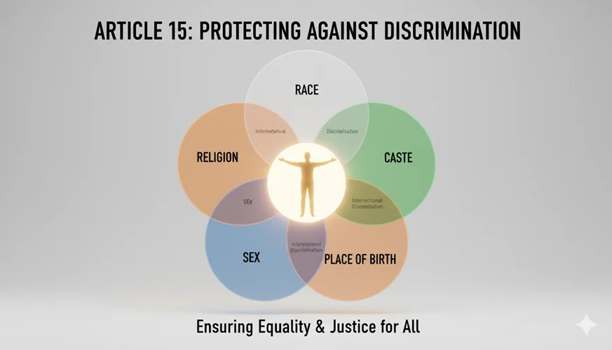 Infographic explaining intersectional discrimination under Article 15