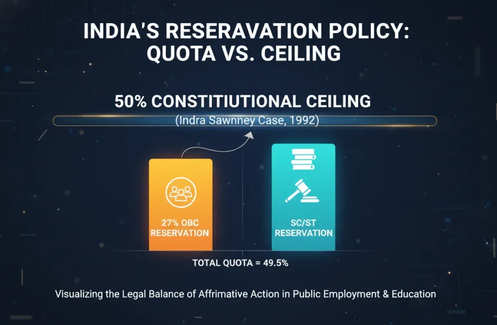 Comparison chart of reservation percentages vs constitutional cap.