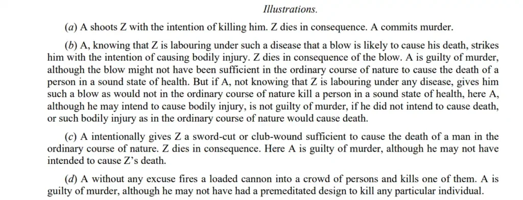 Illustrations of Murder under section 101 BNS,