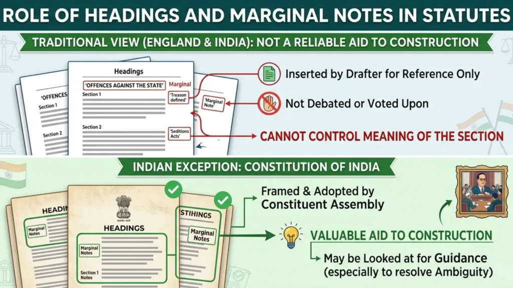 Heading and Marginal notes , in Interpretation of statutes